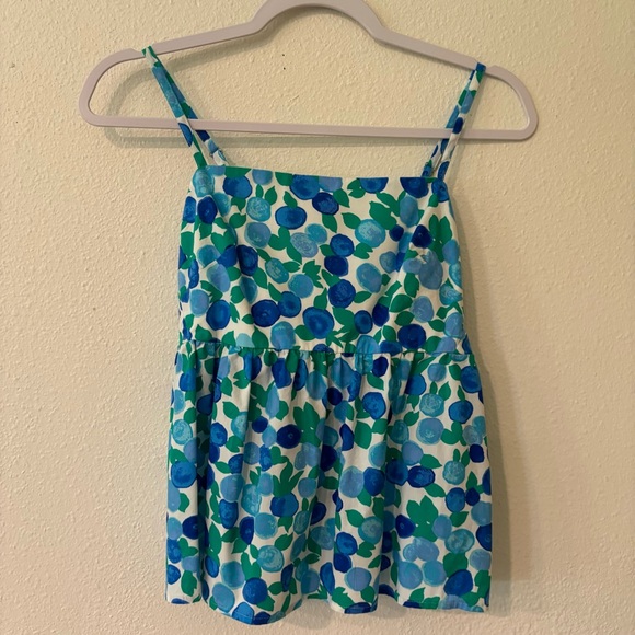 NWOT J. Crew Tie Back Strappy Top in Blueberry Print blue white green Size 2 - Picture 3 of 6